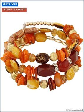 Boho Multilayer Agate Bead Charm Bracelet Wraps Handmade Turquoise Stone